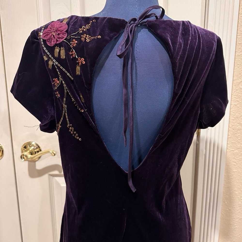 Vintage formal dress purple velvet size 12 - image 3