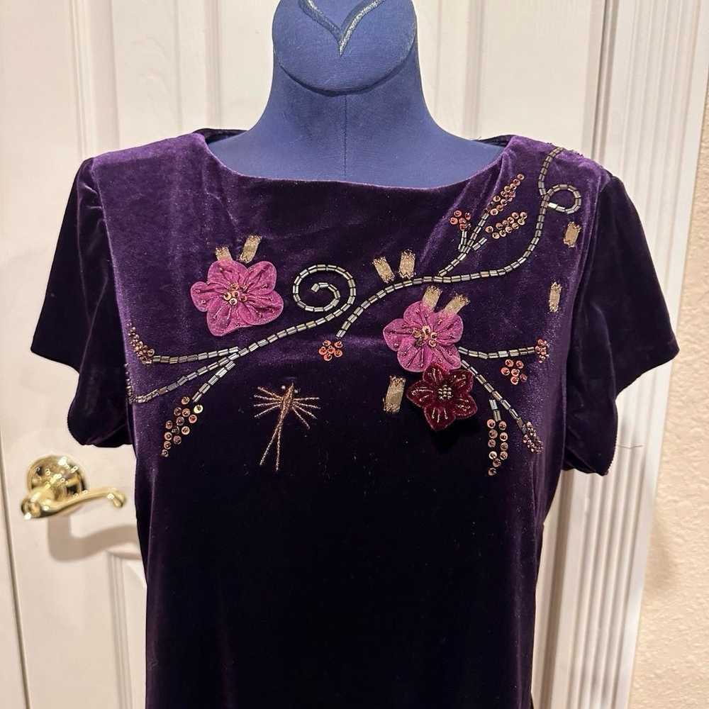 Vintage formal dress purple velvet size 12 - image 6