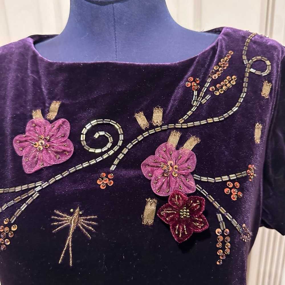 Vintage formal dress purple velvet size 12 - image 7