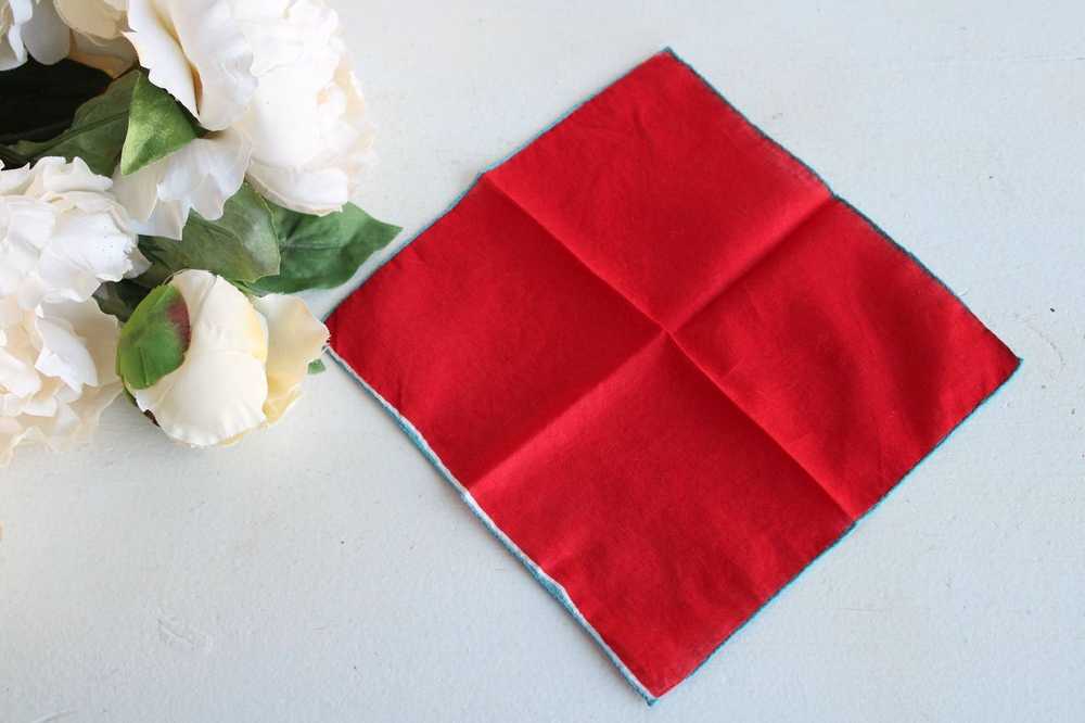 Vintage Vintage Red Handkerchief, Cotton Hankie P… - image 1