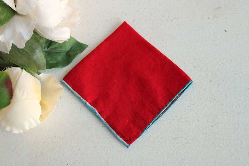 Vintage Vintage Red Handkerchief, Cotton Hankie P… - image 3