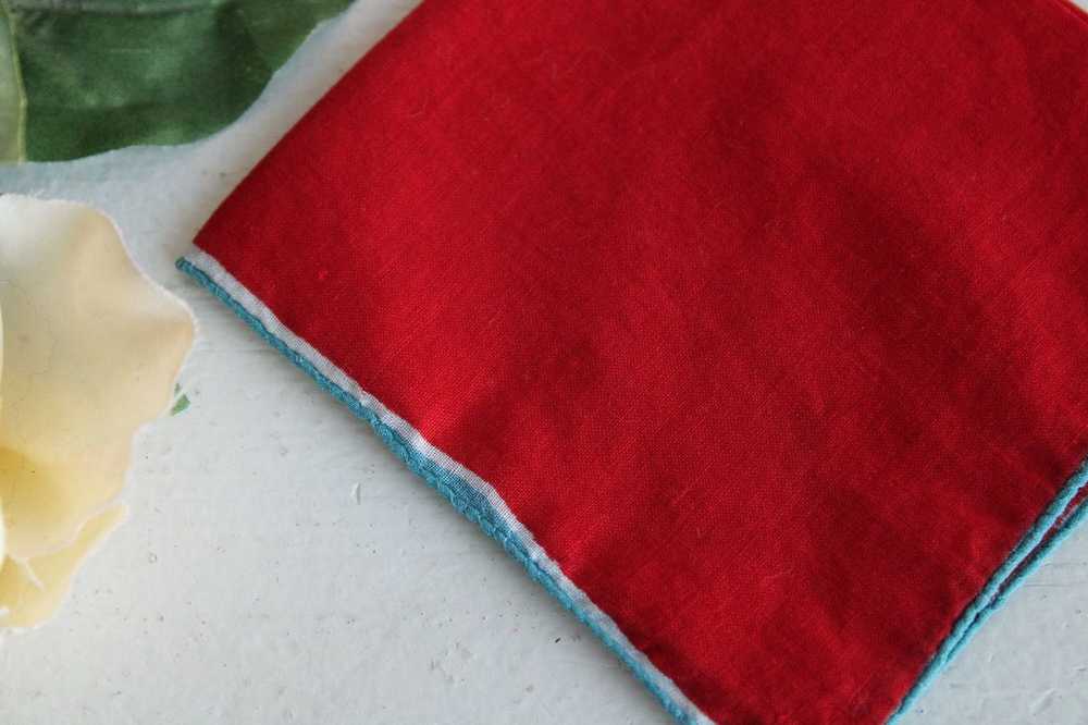 Vintage Vintage Red Handkerchief, Cotton Hankie P… - image 5