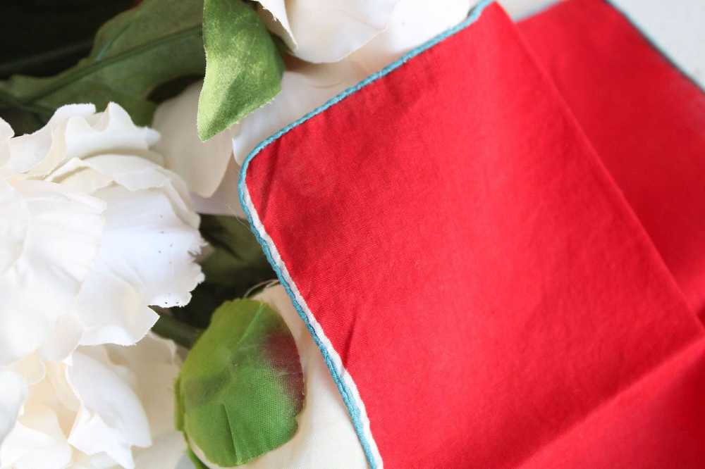 Vintage Vintage Red Handkerchief, Cotton Hankie P… - image 7