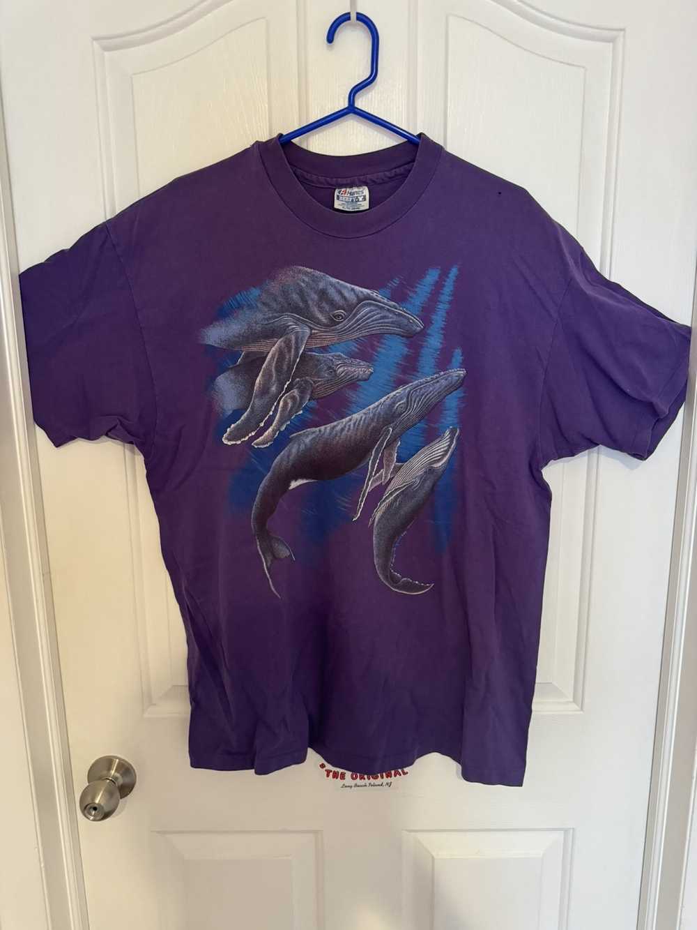 Hanes × Made In Usa × Vintage 1991 Whale Art Tee … - image 1