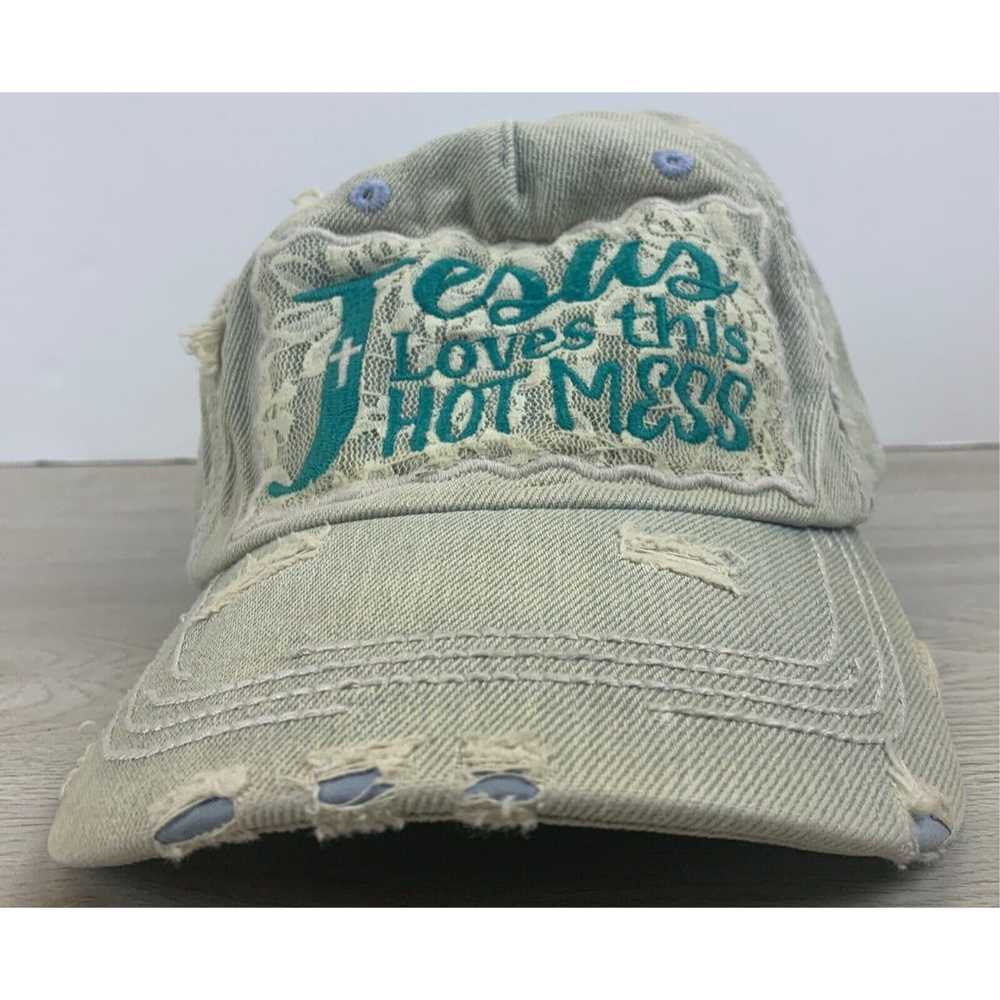 Other Jesus Loves this Hot Mess Hat Blue Adjustab… - image 1