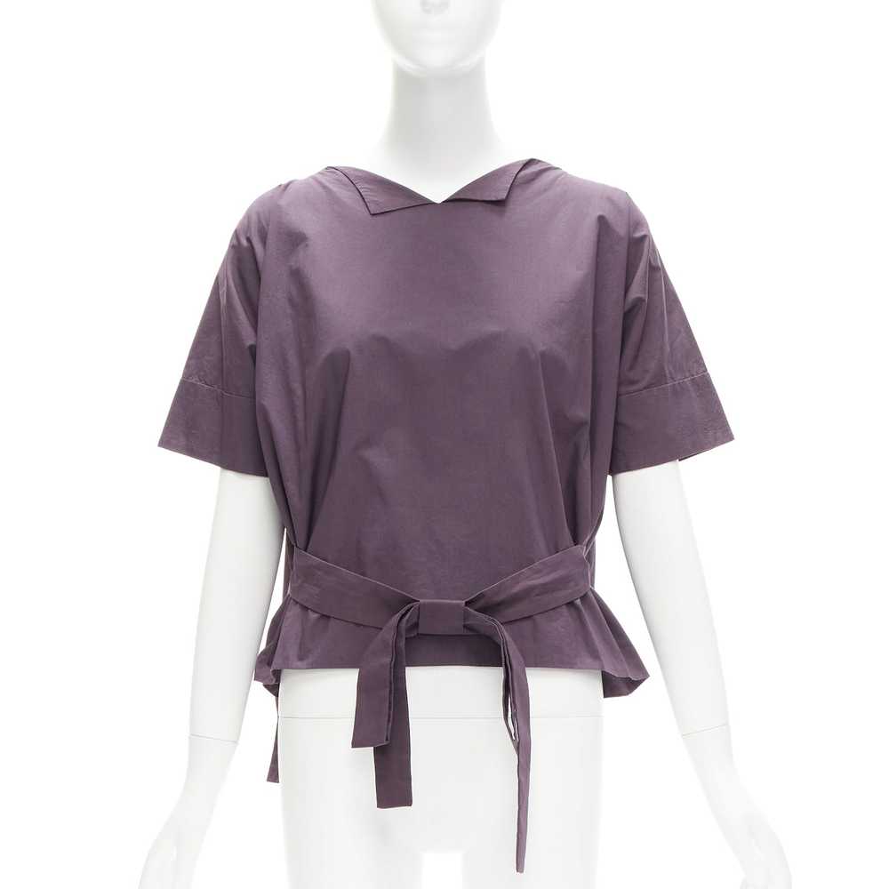 Marni MARNI 100% cotton purple V collar bow belt … - image 3