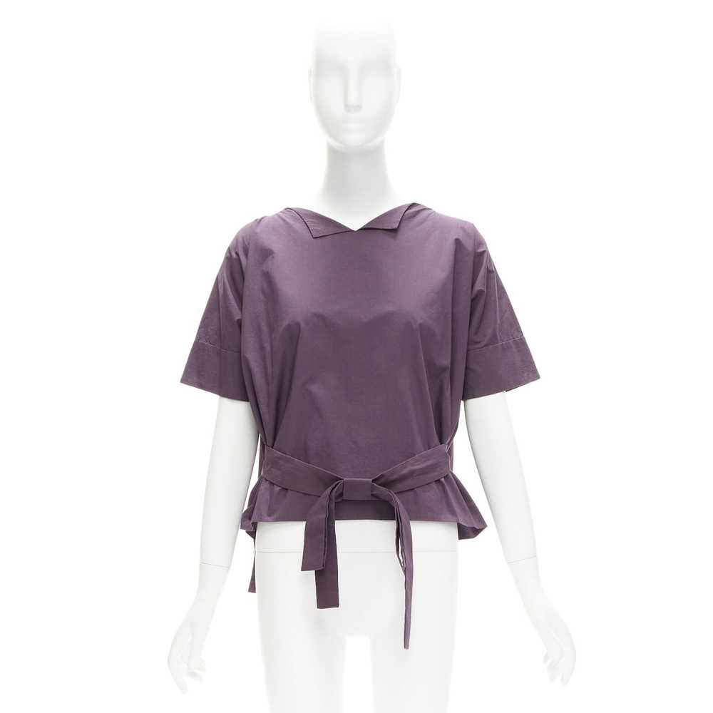 Marni MARNI 100% cotton purple V collar bow belt … - image 9