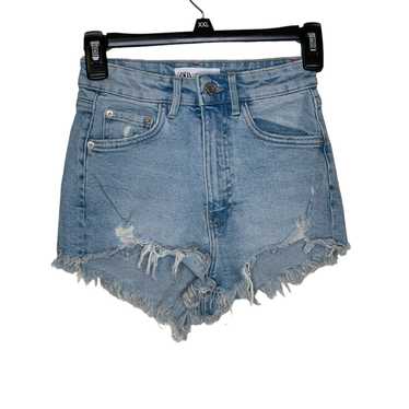 Zara Zara Women Denim Short High-Waisted Frayed He