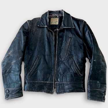 1950s〜60s single leather jacket Vintage 50s 60s Leather Jacket Biker Motorcycle 1950 1960