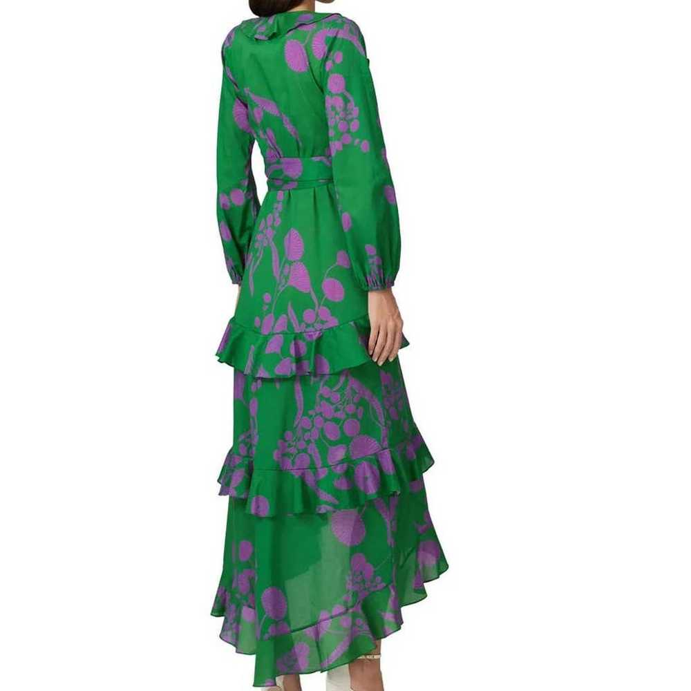 Cynthia Rowley Lanai Ruffle Maxi Dress XS Green P… - image 2