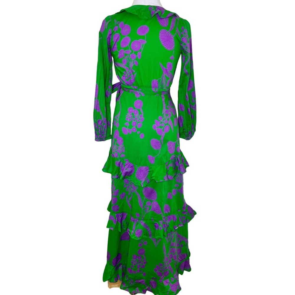Cynthia Rowley Lanai Ruffle Maxi Dress XS Green P… - image 5