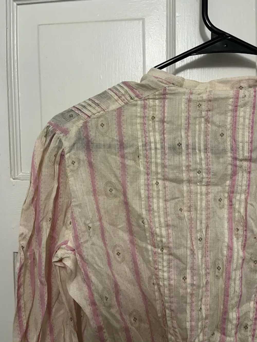 Antique Ladies Victorian Top Blouse Silk W/ Strip… - image 9