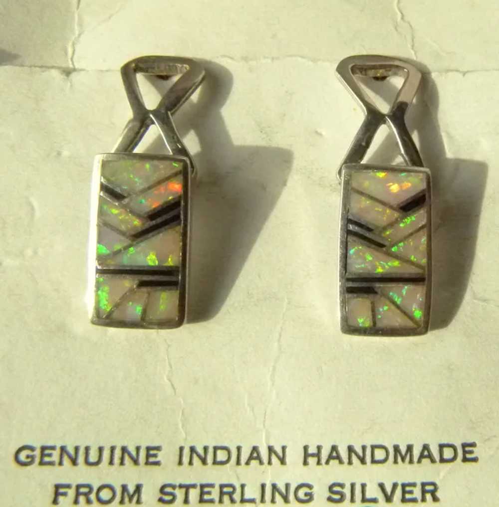 Native American ZUNI Sterling Silver OPAL INLAY N… - image 2