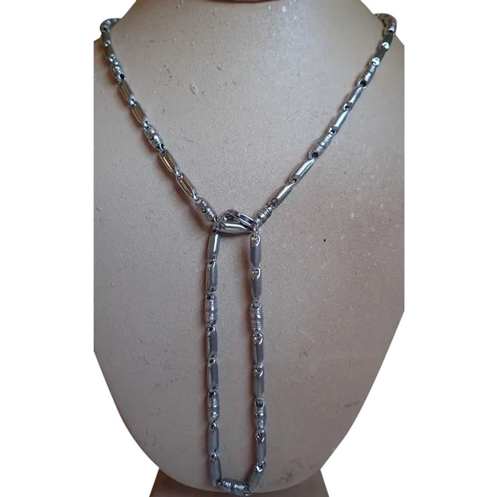 *Unique Sterling Link 26" Necklace With Matching … - image 1