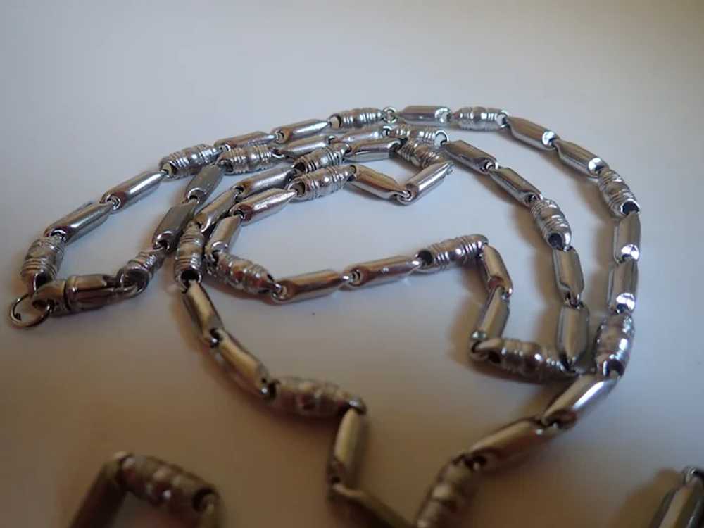 *Unique Sterling Link 26" Necklace With Matching … - image 3