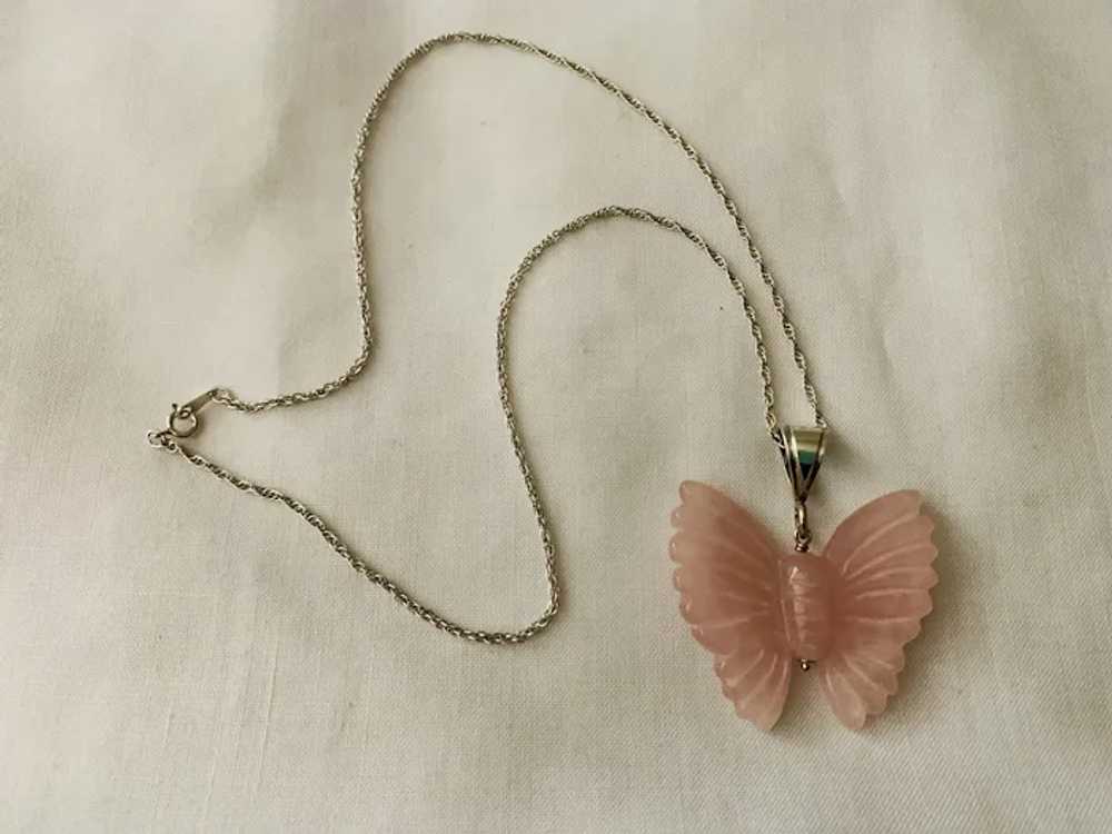 Beautiful Rose Quartz Butterfly on Sterling Chain - image 2