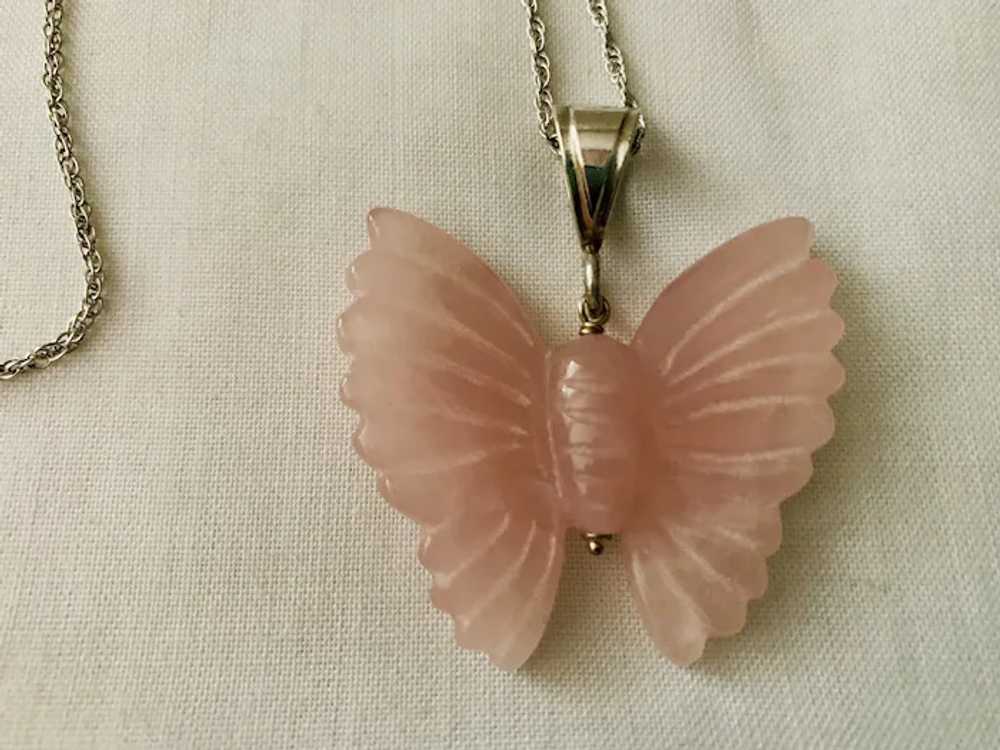 Beautiful Rose Quartz Butterfly on Sterling Chain - image 4