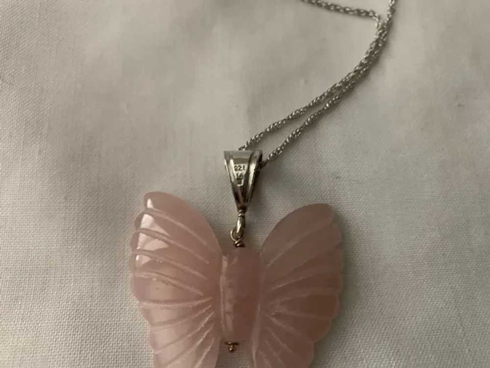 Beautiful Rose Quartz Butterfly on Sterling Chain - image 5