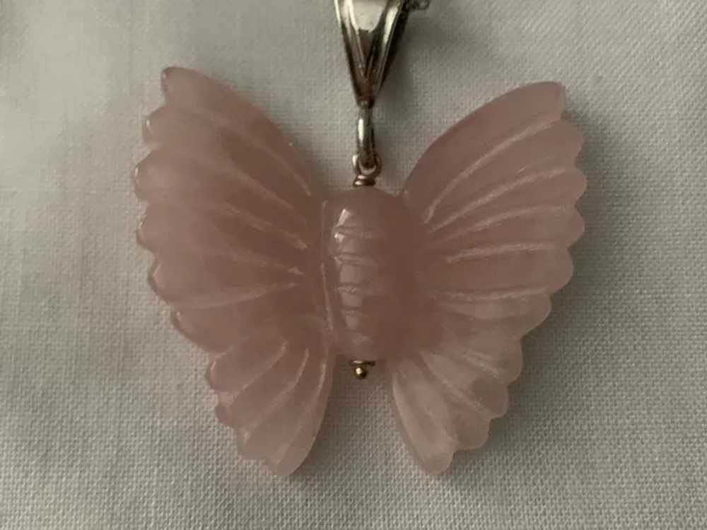 Beautiful Rose Quartz Butterfly on Sterling Chain - image 6