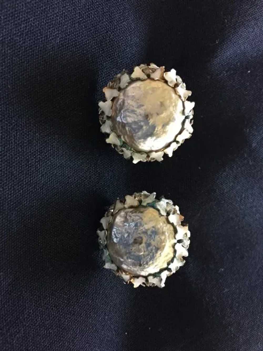 Rare Sandor Signed Button French Clip Earrings - image 3