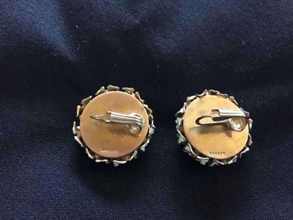Rare Sandor Signed Button French Clip Earrings - image 5