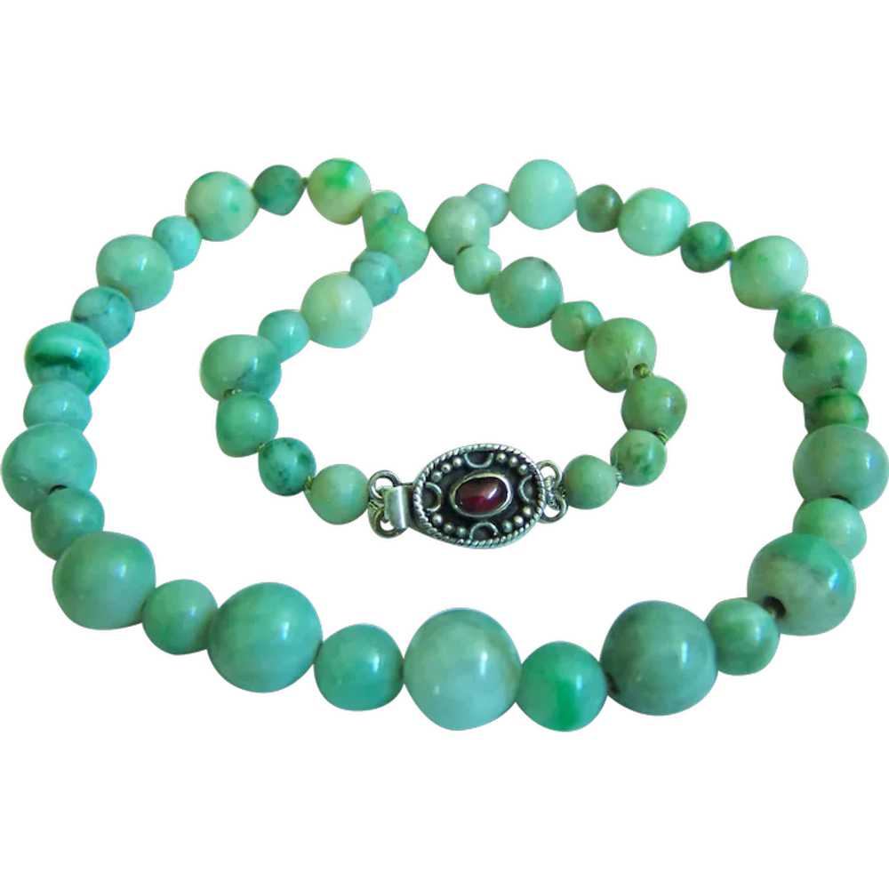 Amazing Estate Vintage Jadeite Jade Sterling Silv… - image 1