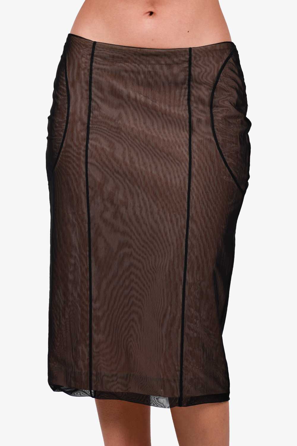 Gucci 2001 Black/Nude Vintage Mesh Pencil Skirt S… - image 1