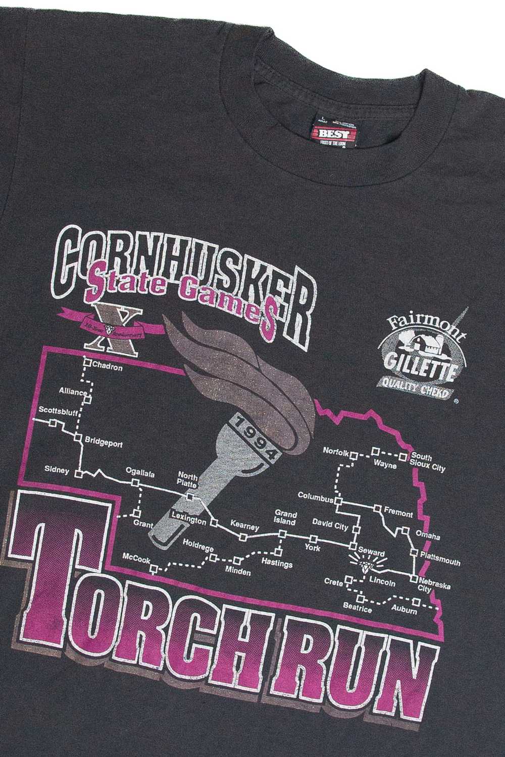 Vintage Nebraska Cornhuskers 1994 Torch Run T-Shi… - image 3