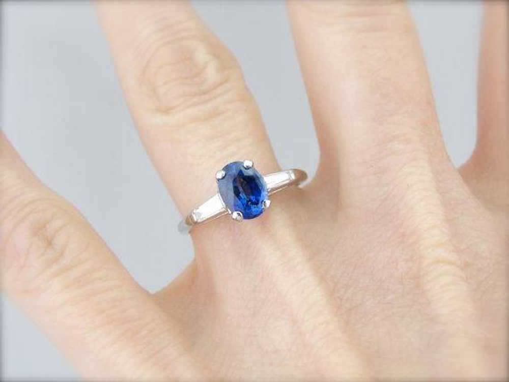 Refined Platinum, Sapphire and Diamond Engagement… - image 5