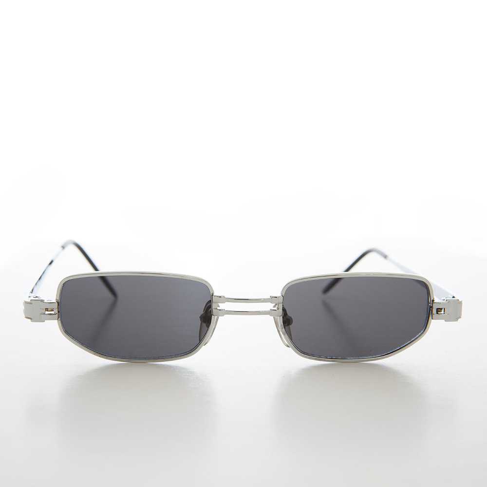 Small Rectangle Metal Punk Vintage Sunglasses - H… - image 4