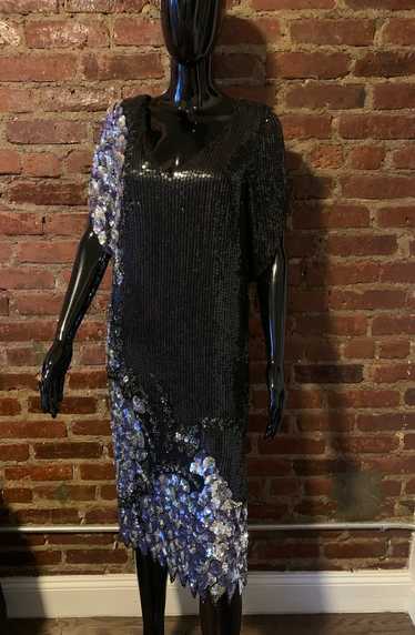 80s Made in India Silk Sequin Dress