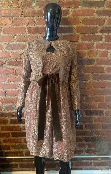 50s Elizabeth Arden Lace Brown Dress