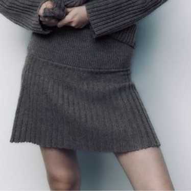 Zara Ribbed Knit Mini Skirt - Gem