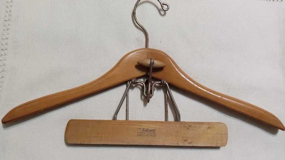 Two Vintage  Setwell Wooden Suit Hanger 18" With … - image 3