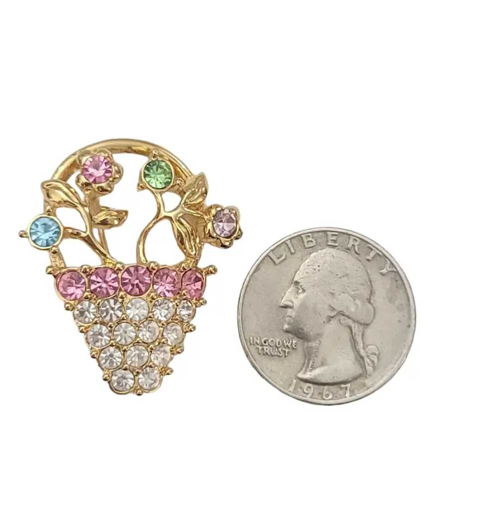 Monet Vintage Gold Tone Pink, Clear Purple Rhines… - image 5