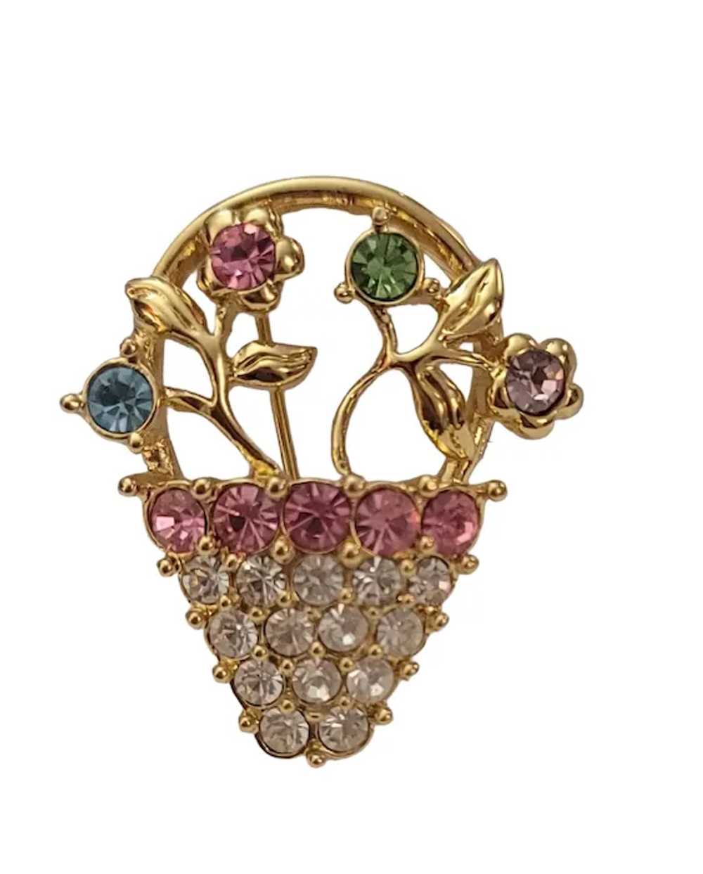 Monet Vintage Gold Tone Pink, Clear Purple Rhines… - image 8