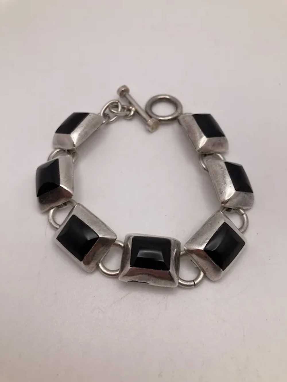Vintage Taxco Mexican Sterling Silver and Onyx Li… - image 6
