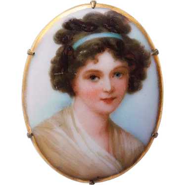 Antique LOVELY LADY Porcelain Estate Brooch