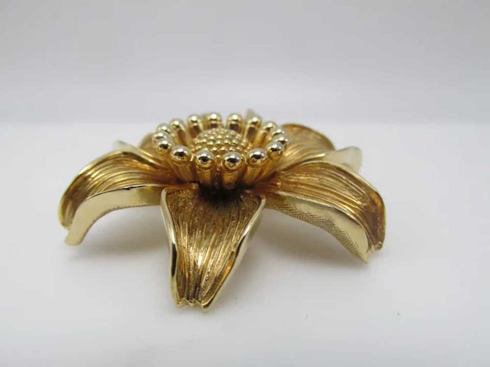 Nettie Rosenstein Gold-Plated Bushed Floral Brooch - image 3