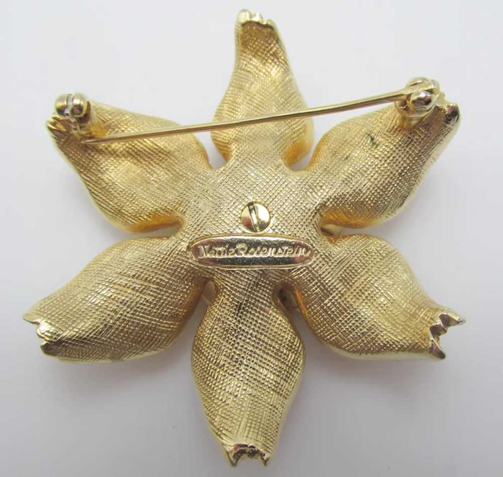 Nettie Rosenstein Gold-Plated Bushed Floral Brooch - image 4