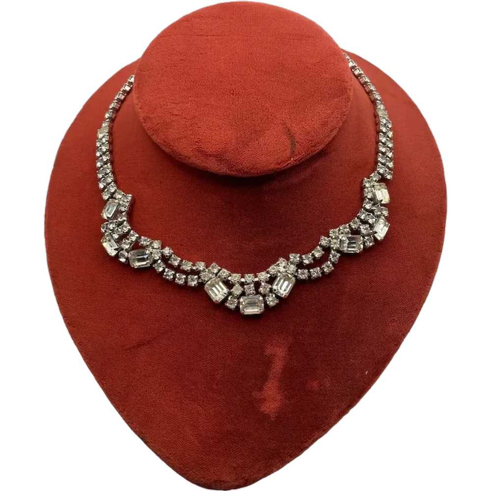 Vintage Mid-Century Rhinestone Choker Necklace - image 1