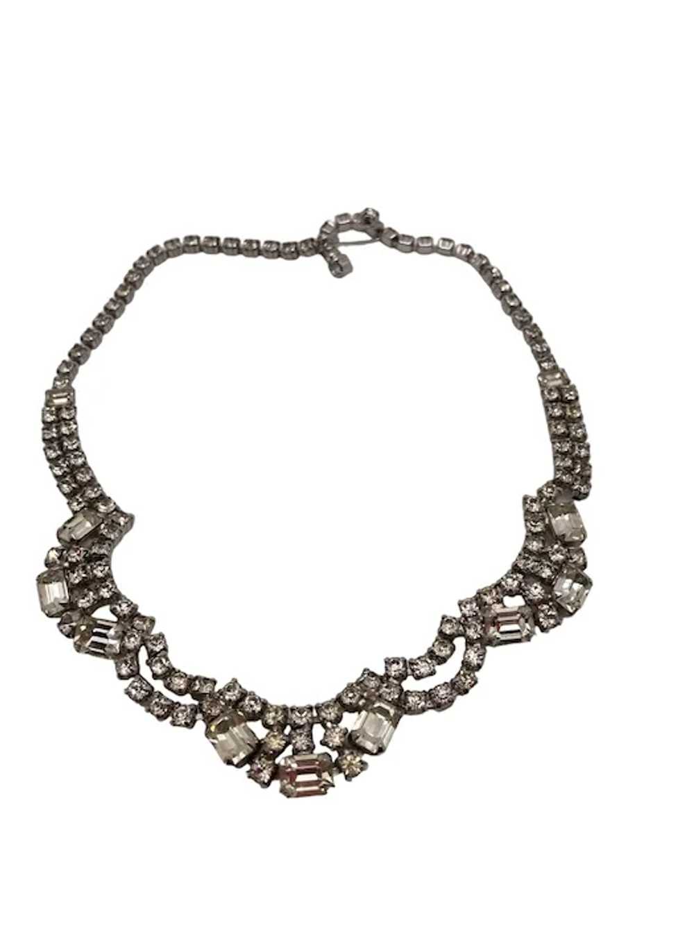 Vintage Mid-Century Rhinestone Choker Necklace - image 2