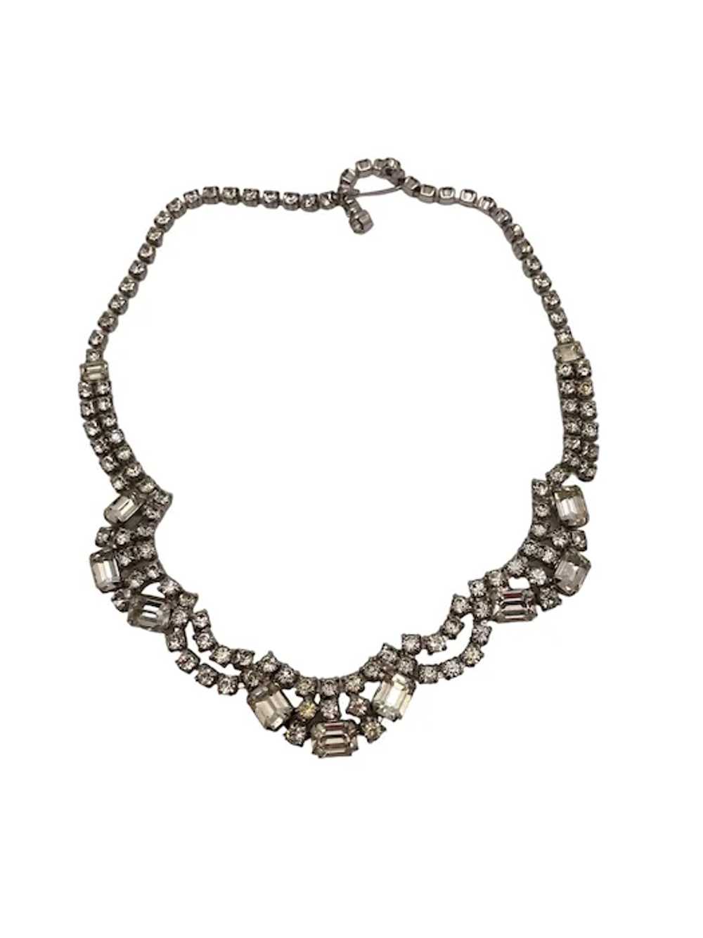 Vintage Mid-Century Rhinestone Choker Necklace - image 4