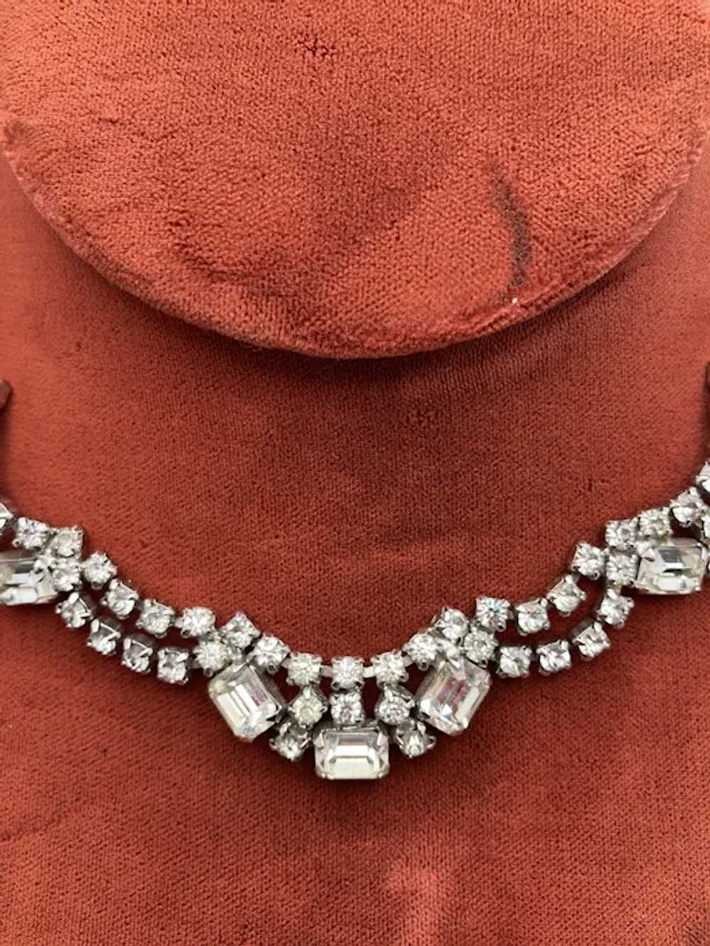 Vintage Mid-Century Rhinestone Choker Necklace - image 5