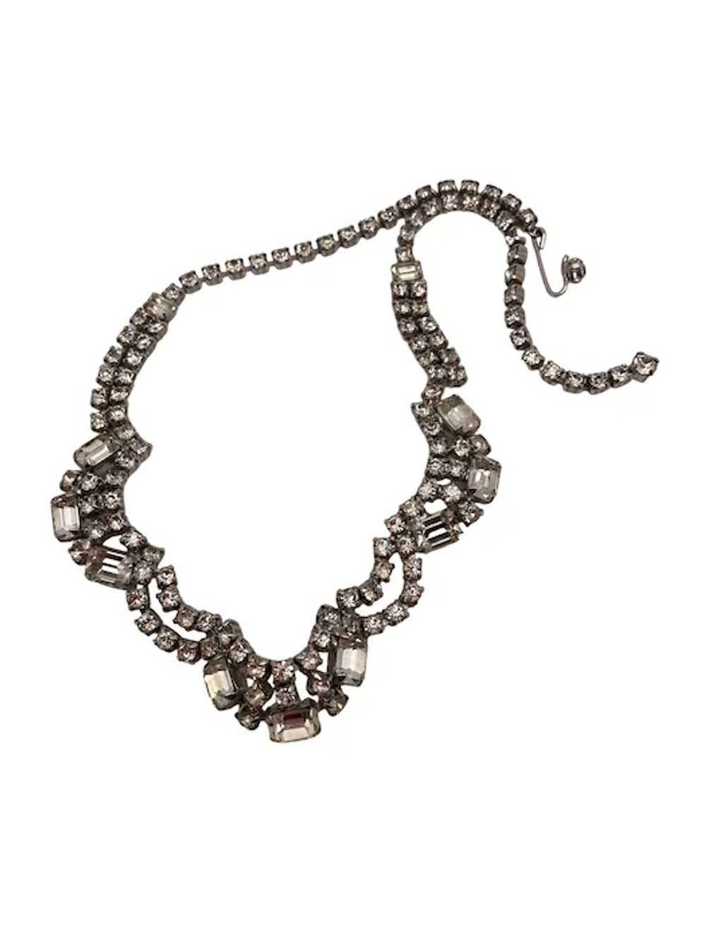 Vintage Mid-Century Rhinestone Choker Necklace - image 6