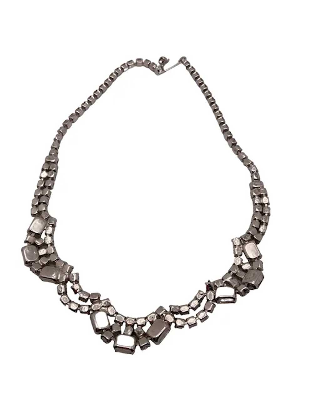 Vintage Mid-Century Rhinestone Choker Necklace - image 7