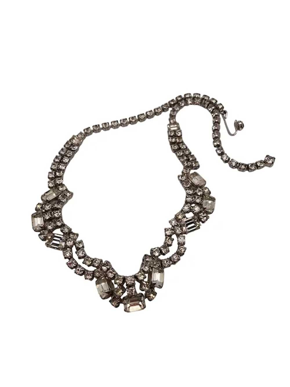 Vintage Mid-Century Rhinestone Choker Necklace - image 8