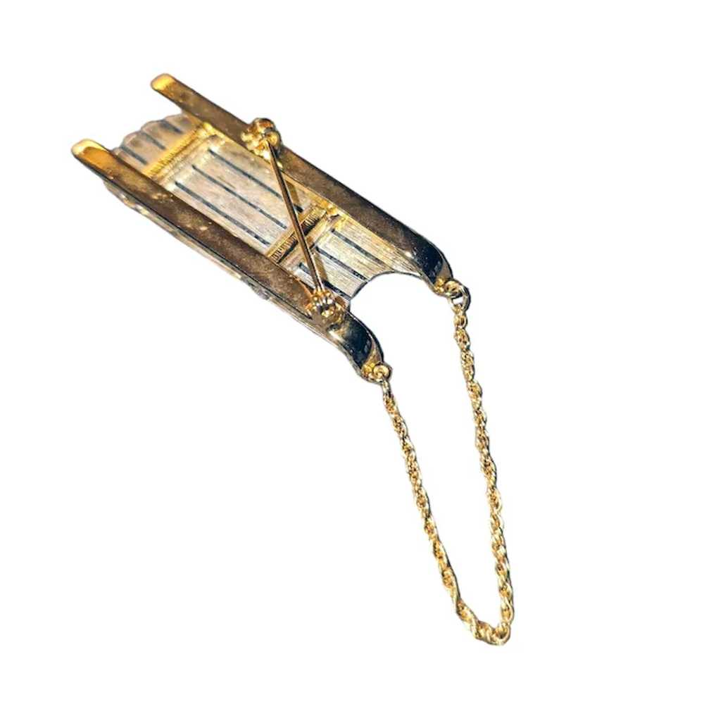 Goldtone Silvertone Sled Sleigh Pin - image 10