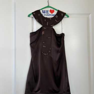 Vintage brown silk mini dress - image 1