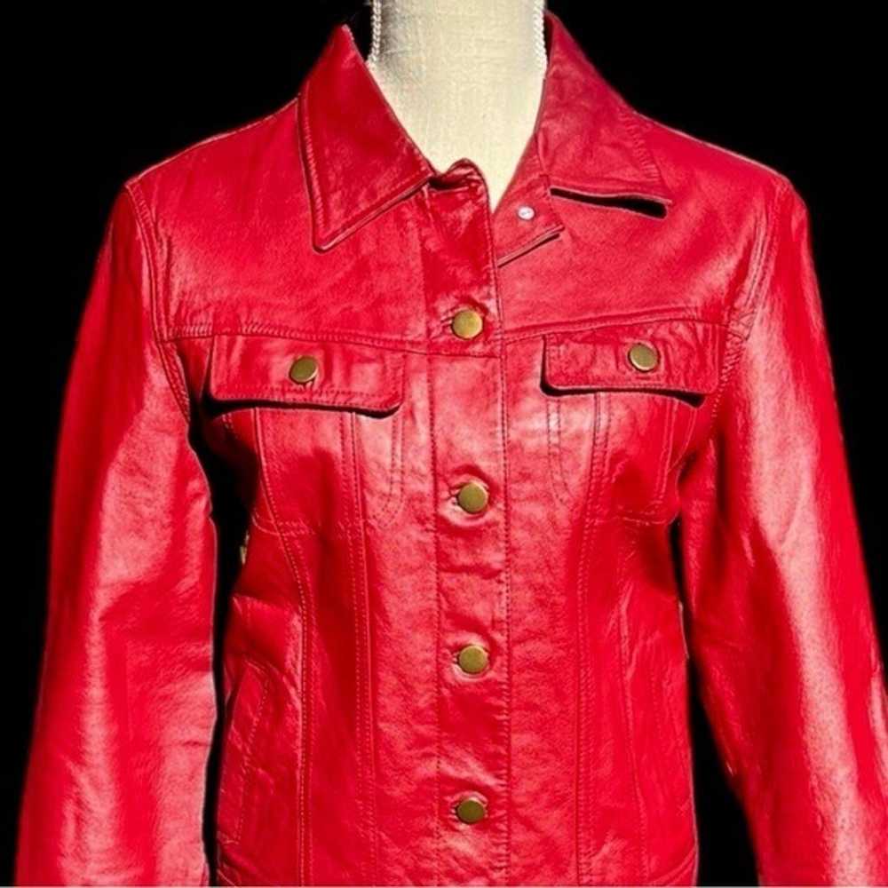 Vintage Metrostyle Red Leather Cropped Collared B… - image 2